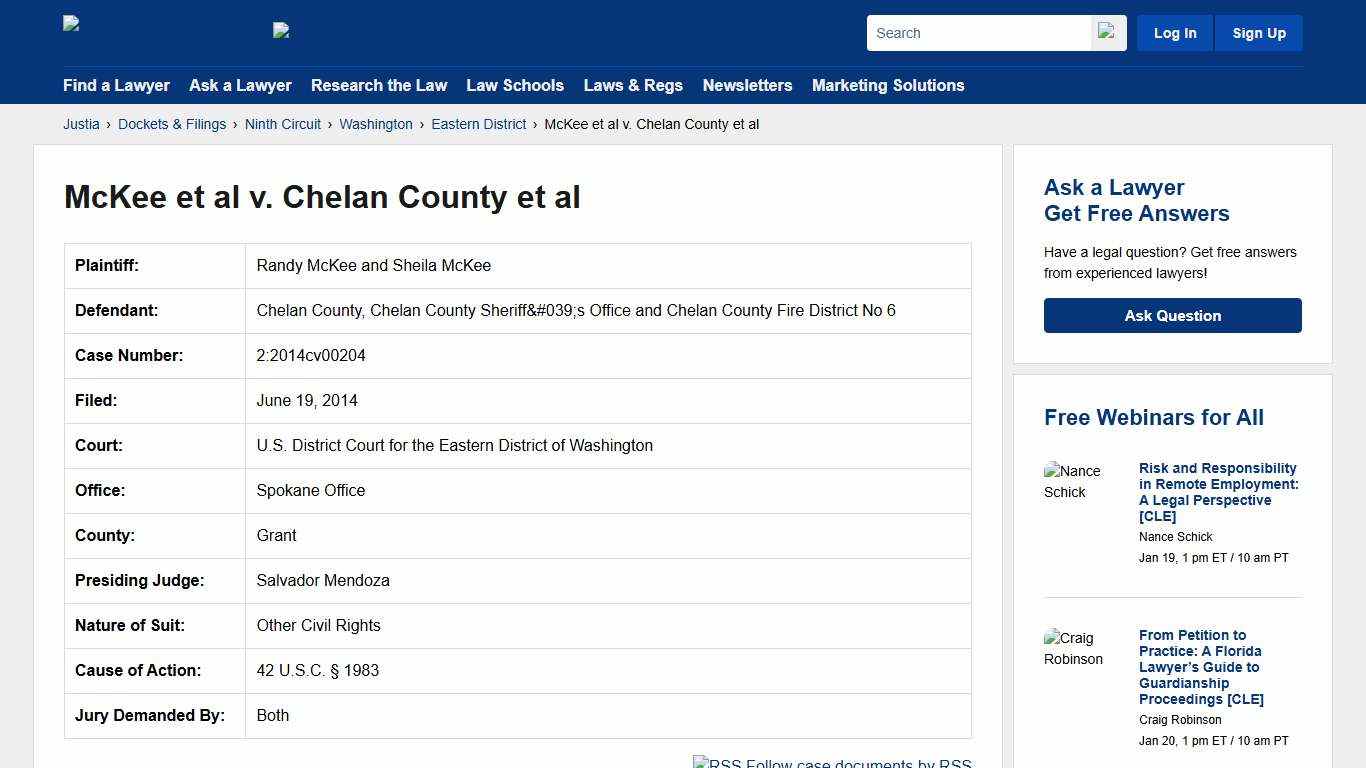 McKee et al v. Chelan County et al 2:2014cv00204 | U.S. District Court for the Eastern District of Washington | Justia
