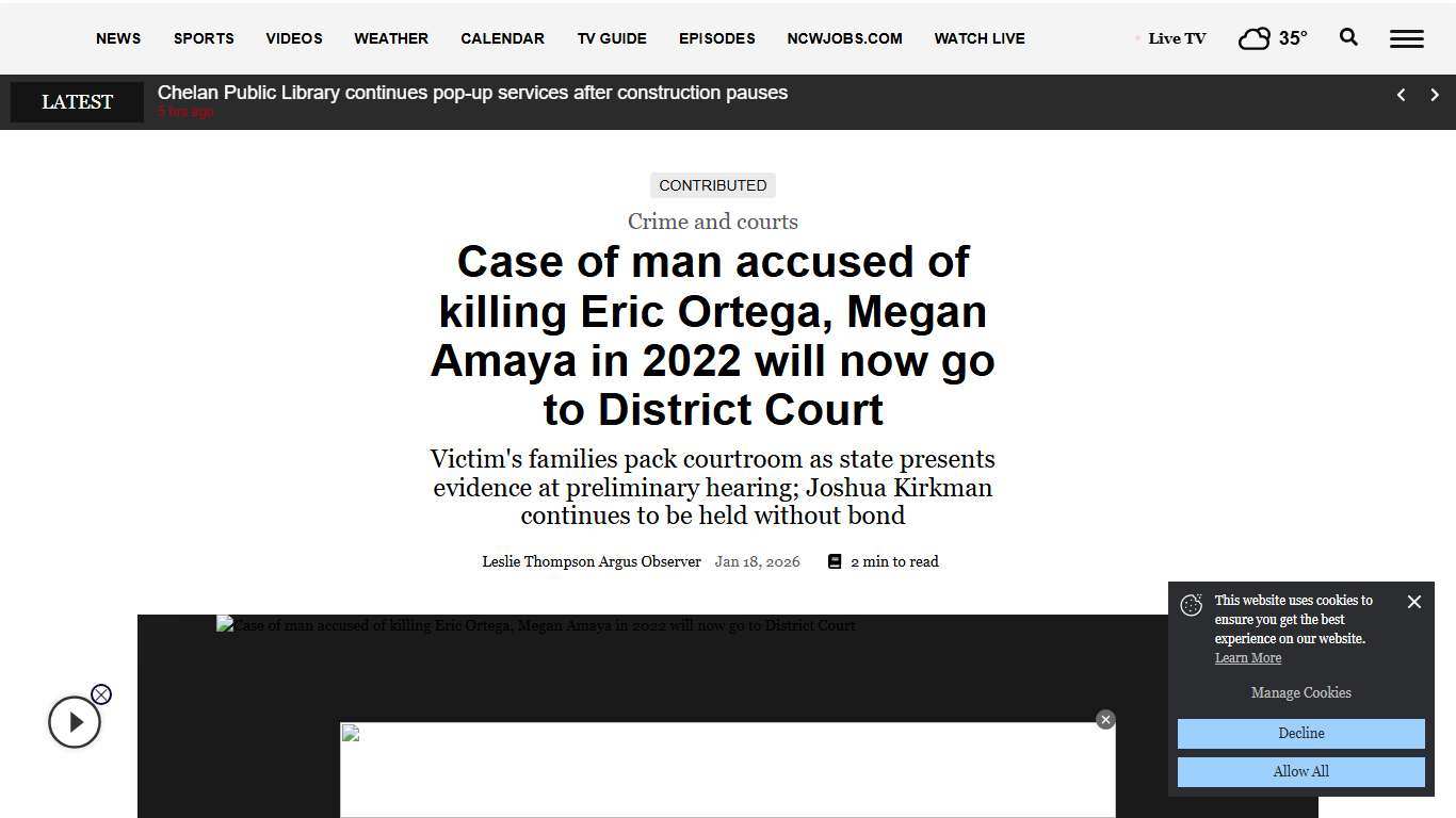 Case of man accused of killing Eric Ortega, Megan Amaya in 2022 will now go to District Court | Northwest | ncwlife.com